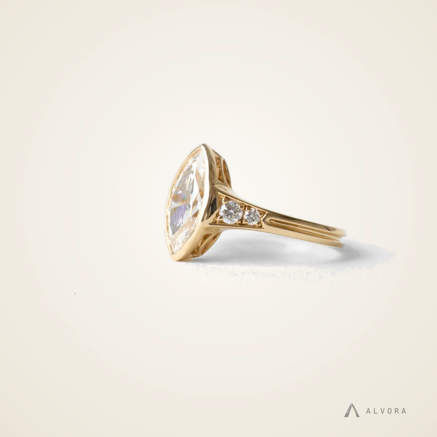 Romilly Marquise Solitaire, marquise solitaire lab-grown diamond engagement ring