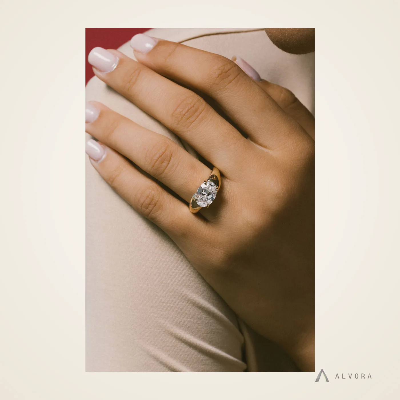 Leandra Oval East-West, oval east-west lab-grown diamond engagement ring
