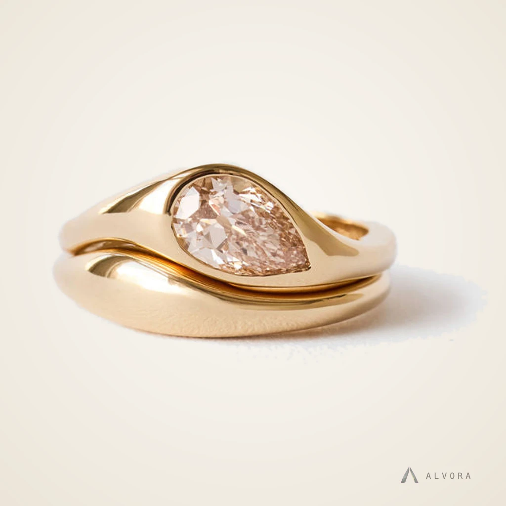 Minerva Pear Solitaire, pear solitaire lab-grown diamond engagement ring