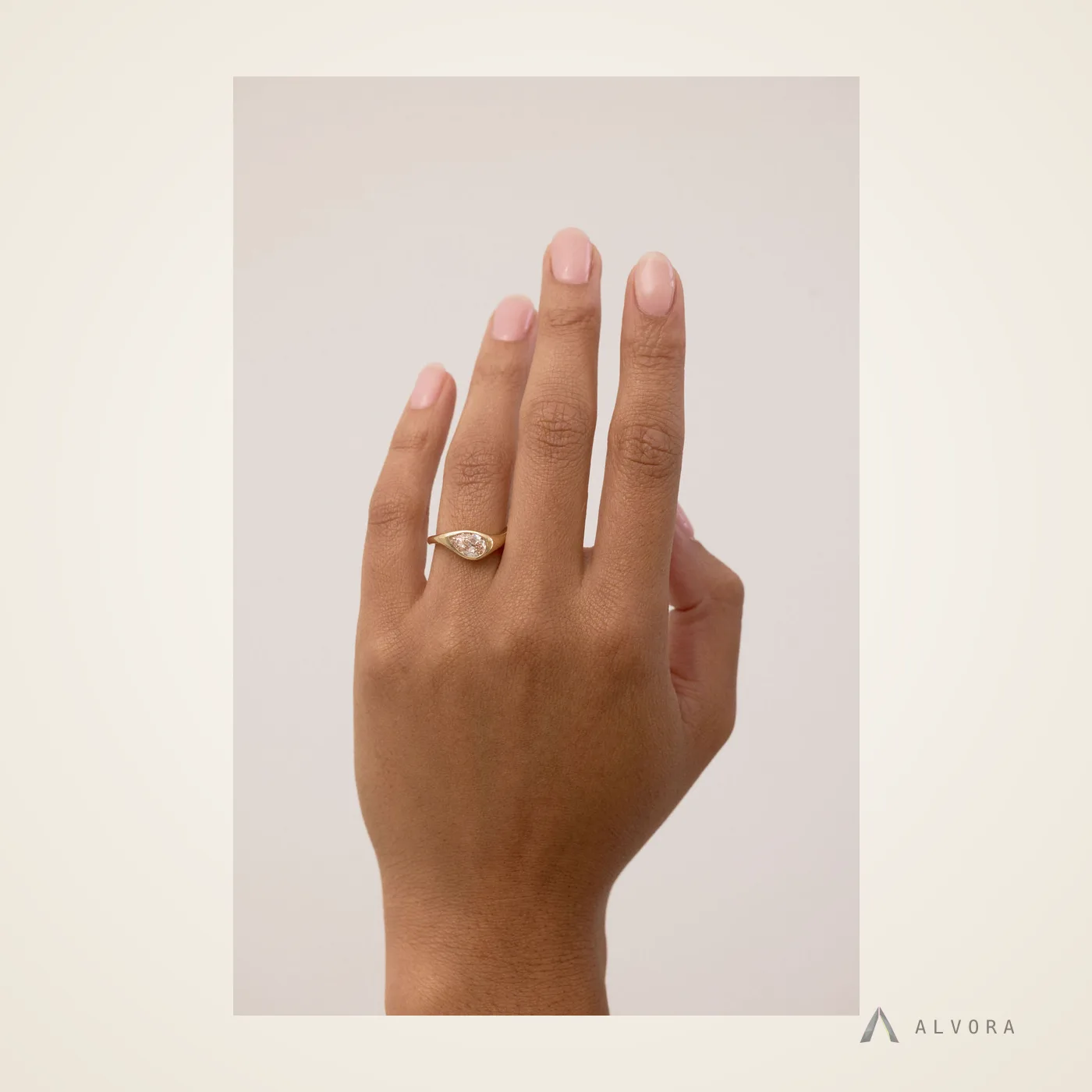 Minerva Pear Solitaire, pear solitaire lab-grown diamond engagement ring