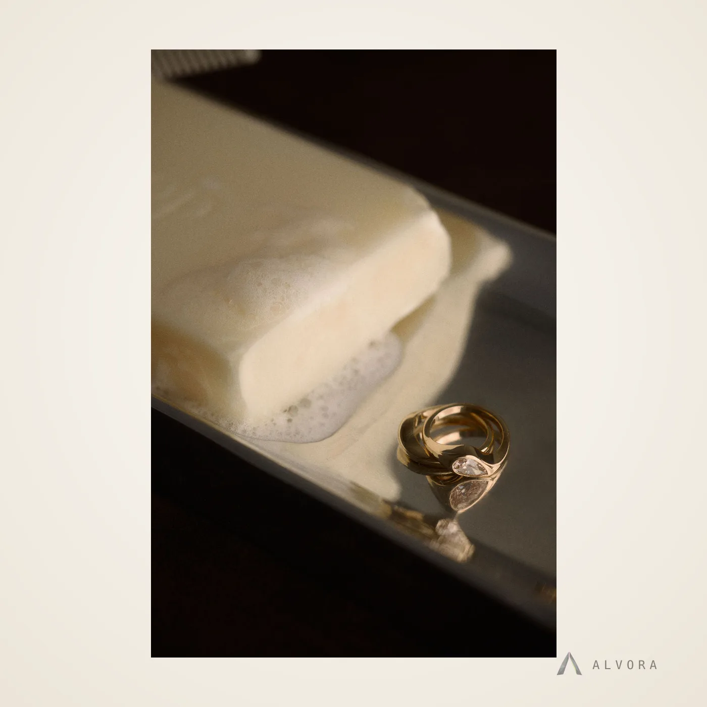Minerva Pear Solitaire, pear solitaire lab-grown diamond engagement ring