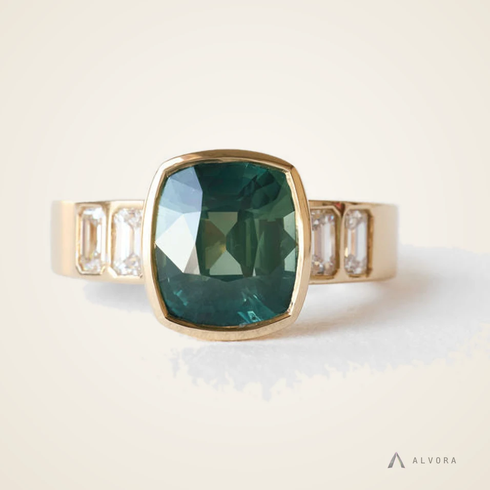 Liliane Blue Cushion Solitaire, cushion solitaire lab-grown diamond engagement ring