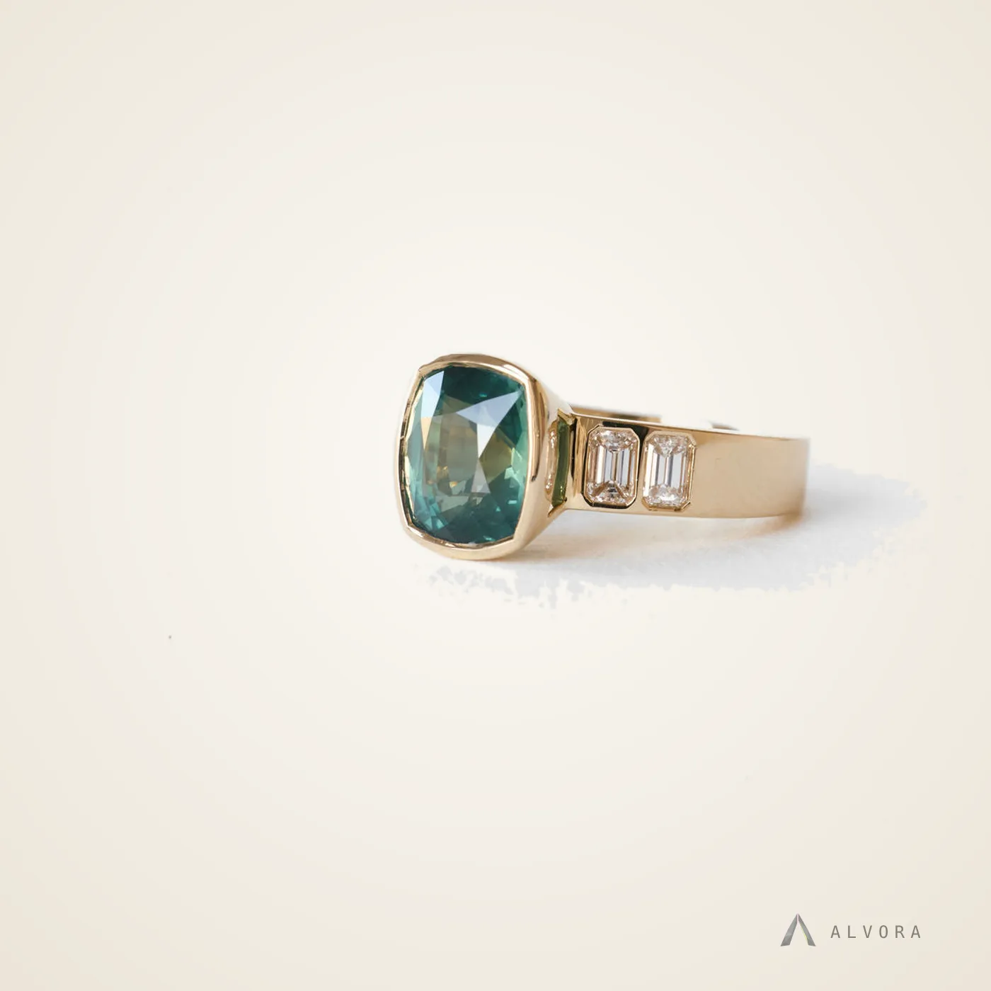 Liliane Blue Cushion Solitaire, cushion solitaire lab-grown diamond engagement ring