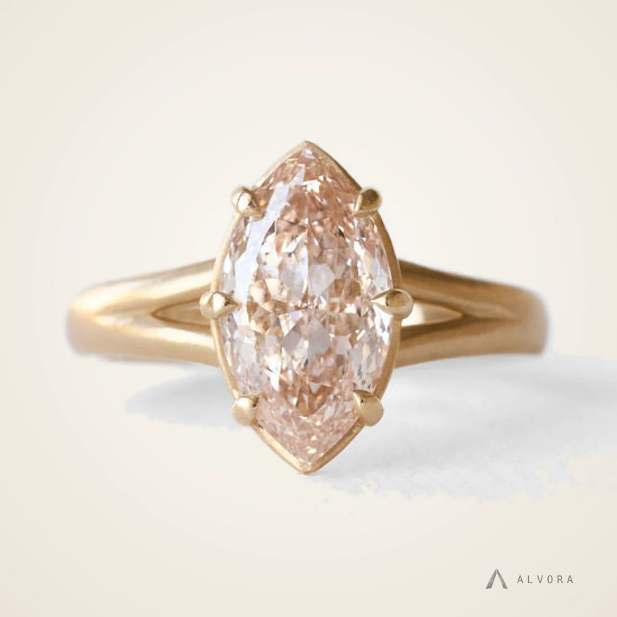 Loretta Champagne Marquise Solitaire, marquise solitaire lab-grown diamond engagement ring