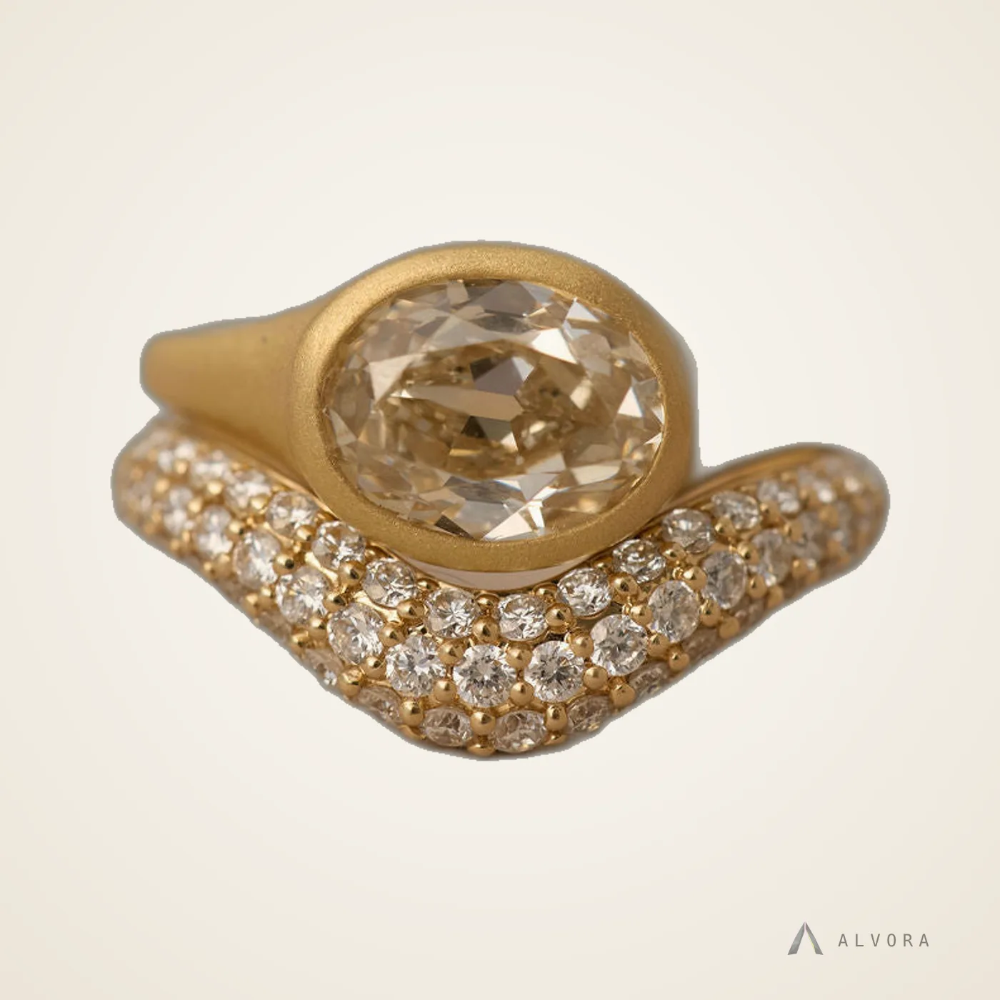 Lucasta Oval Signet, oval signet lab-grown diamond ring