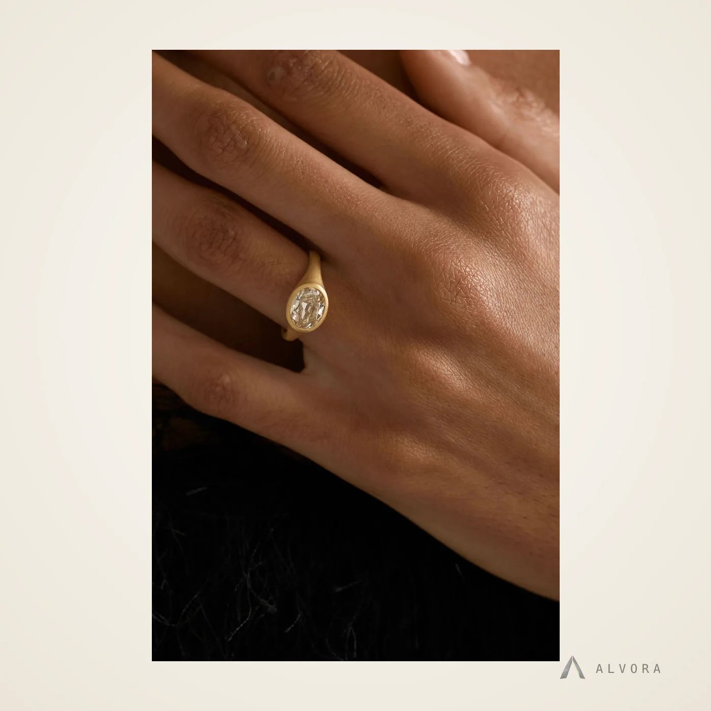 Lucasta Oval Signet, oval signet lab-grown diamond ring