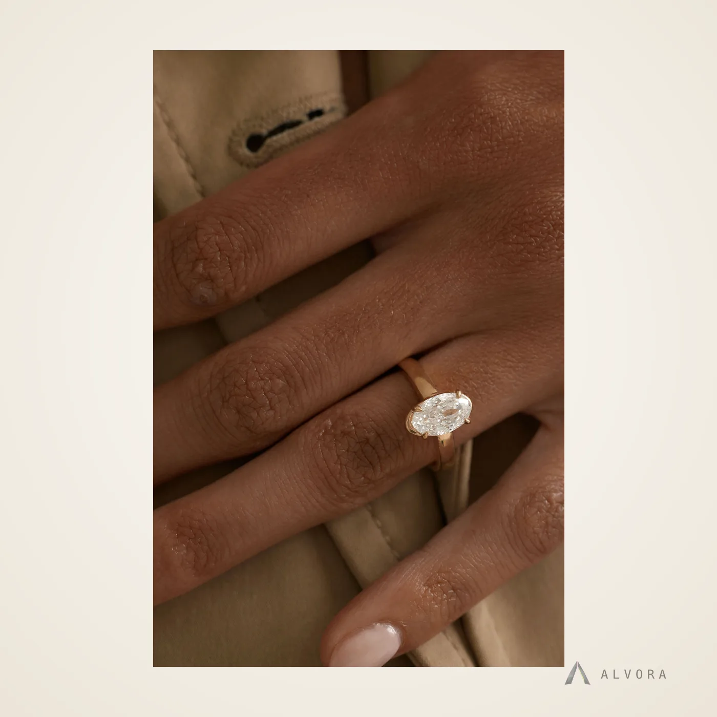 Wendeline Oval Solitaire, oval solitaire lab-grown diamond engagement ring
