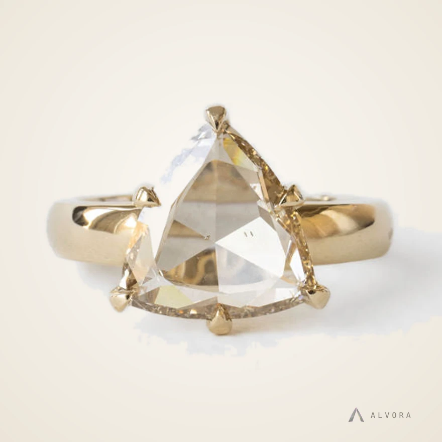 Yasmina Champagne Trillion Solitaire, trillion solitaire lab-grown diamond engagement ring