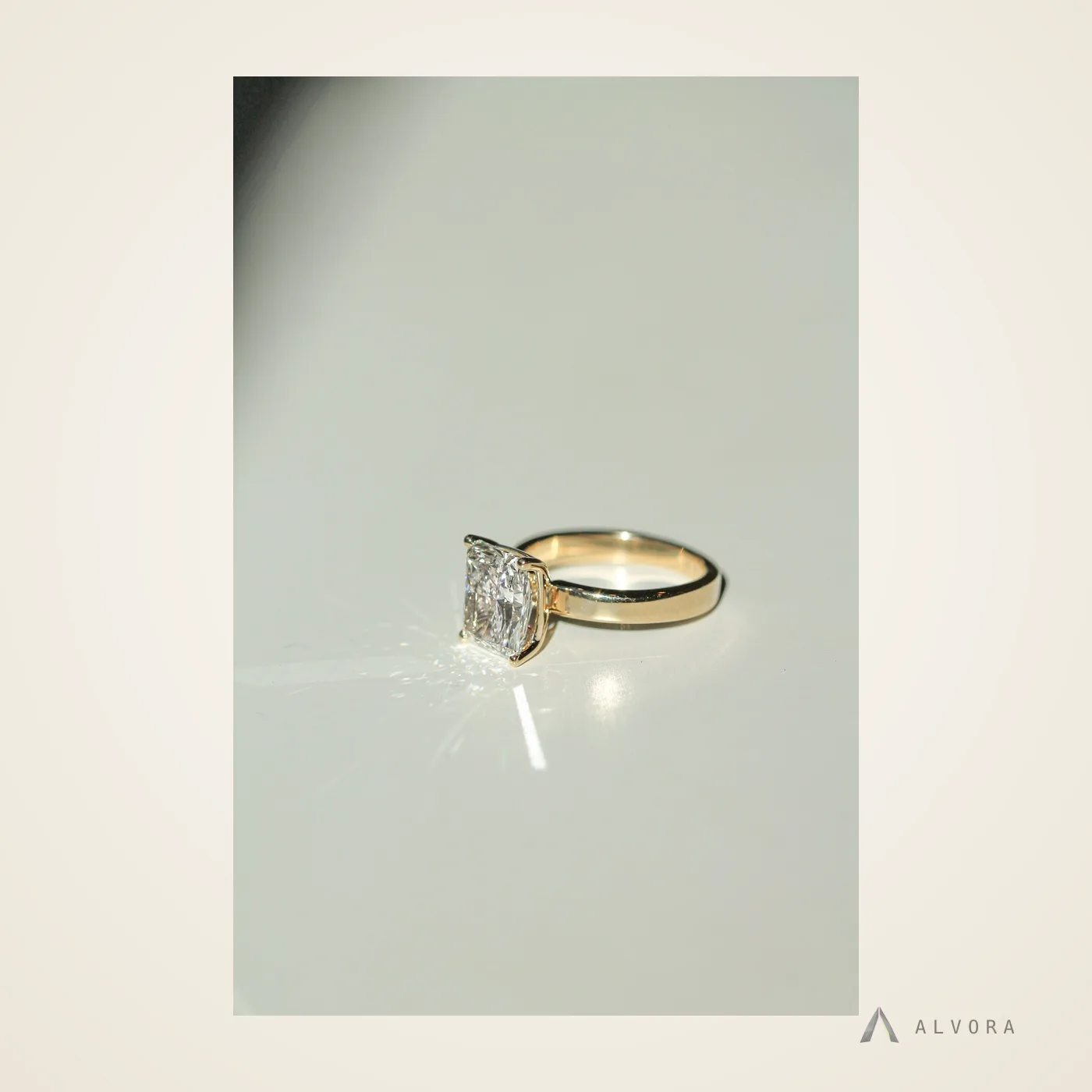 Anneliese Radiant Solitaire, radiant solitaire lab-grown diamond engagement ring