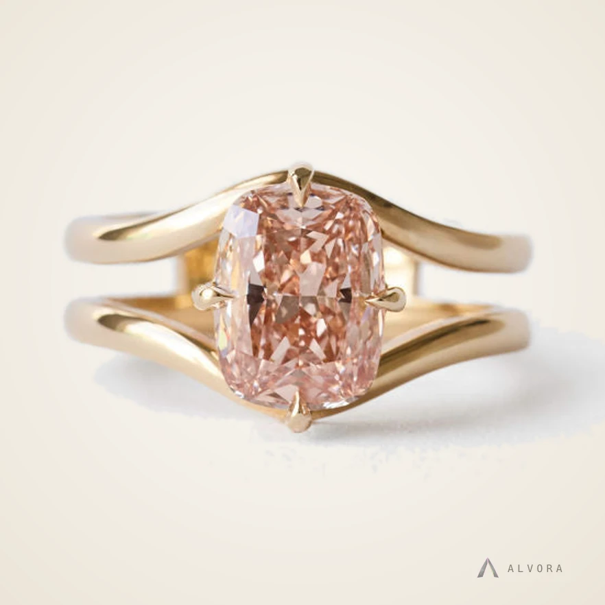 Fortuna Champagne Solitaire, solitaire lab-grown diamond engagement ring
