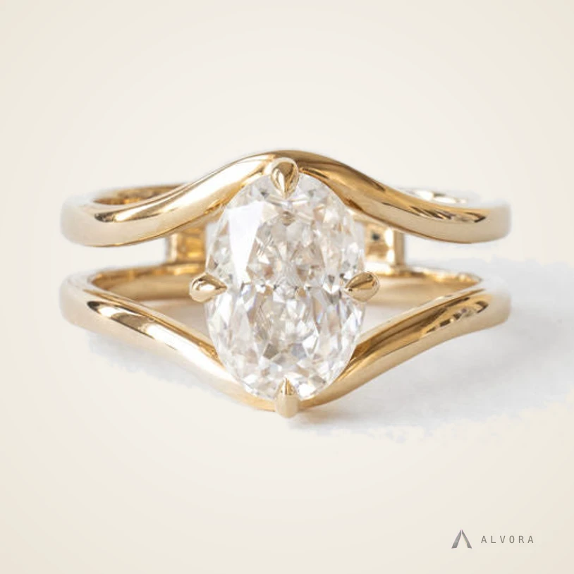 Fortuna Oval Solitaire, oval solitaire lab-grown diamond engagement ring