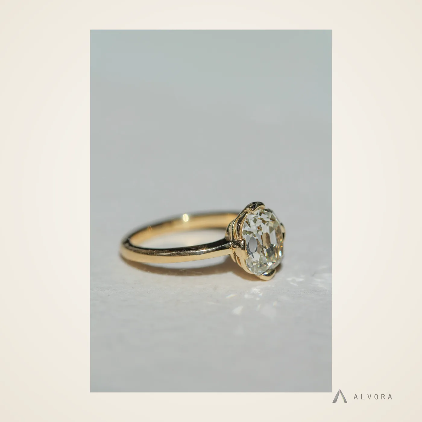 Georgina Old Mine Solitaire, old mine solitaire lab-grown diamond engagement ring