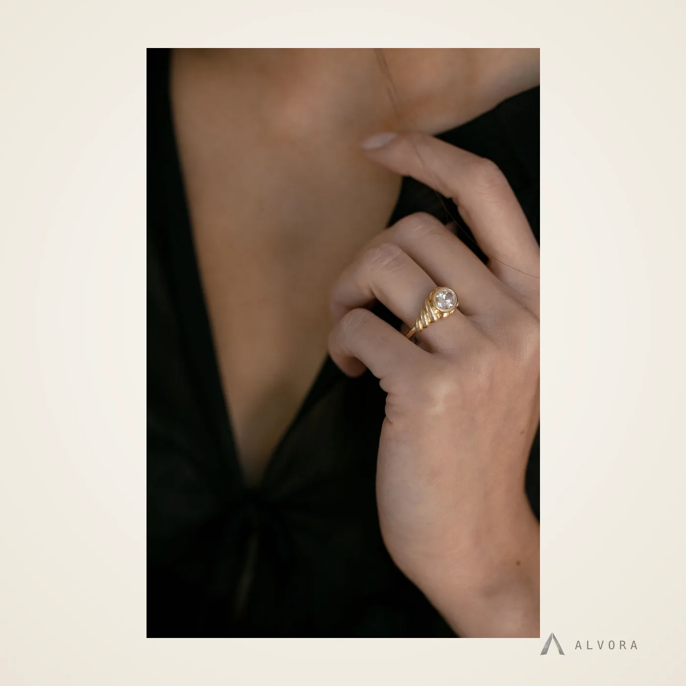 Henrietta Oval Bezel, oval bezel lab-grown diamond engagement ring