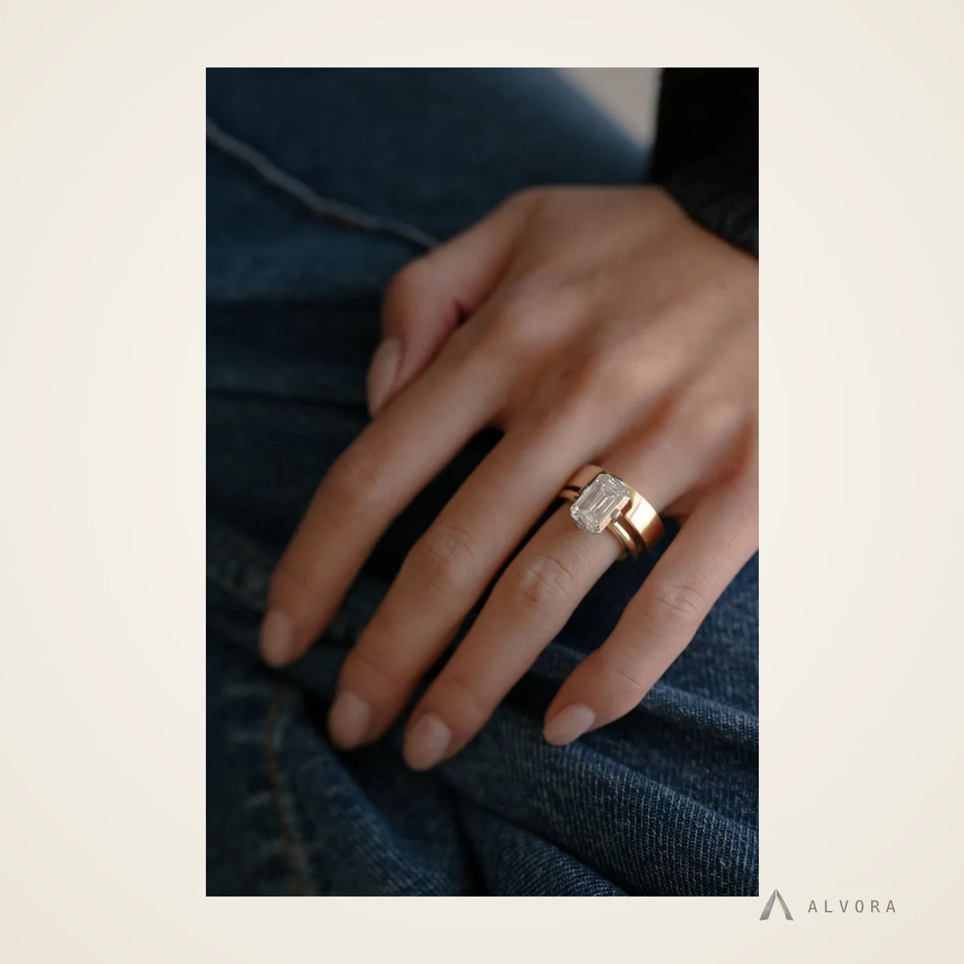 Klementine Emerald Solitaire, emerald solitaire lab-grown diamond engagement ring