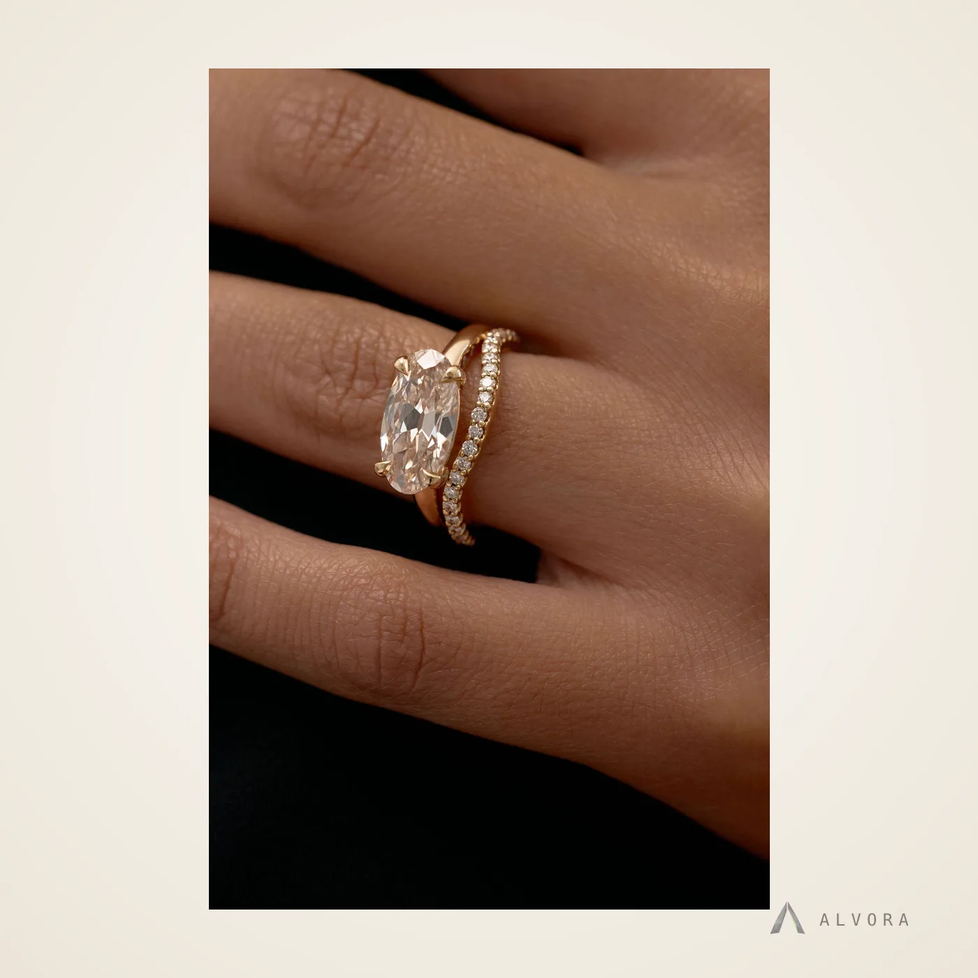 Amabel Champagne Solitaire, solitaire lab-grown diamond engagement ring